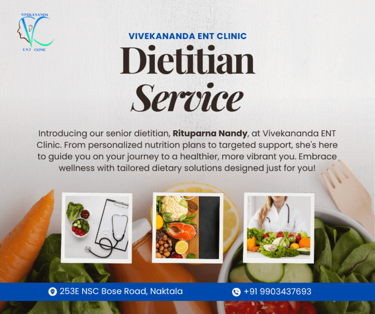 Dietitian Consultation at Vivekananda ENT Clinic by the best dietitian kolkata, Rituparna Nandy